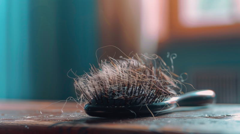 Hair Loss on Hairbrush on The Desk