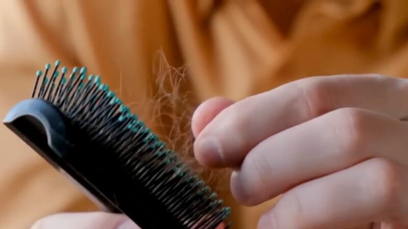 Woman Is Holding a Hairbrush Full of Hair